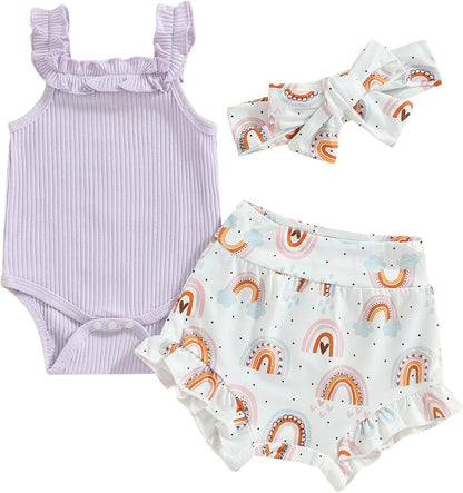 fhutpw Baby Girl Clothes Summer Cute Outfits 3 6 12 18 Months Spaghetti Strap Romper & Floarl