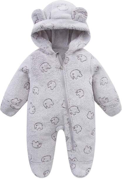 Fairy Baby Newborn Baby Bear Onesie Thin Fleece Footie Romper Snowsuit Hooded Jumpsuit Bodysuit