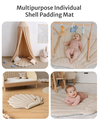 Blissful Diary Shell Baby Play Gym Mat, Softer & Enlarged Tummy Time Mat w 6 Detachable Toys for