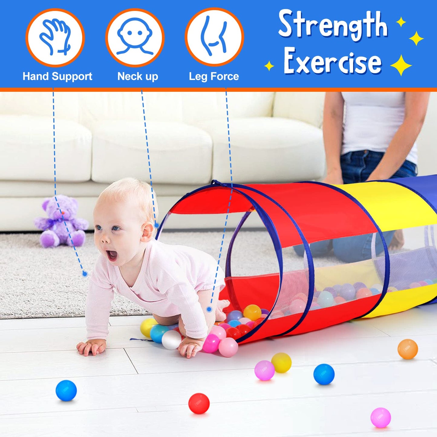 Kids Play Tunnel for Toddlers, Pop Up Crawl Through Tunnel Play Tent for Baby Infant Children or