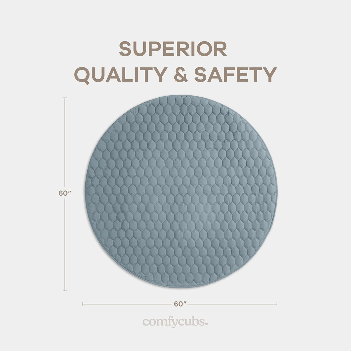 Comfy Cubs Round Kids Play Mat - Large 60 inches Soft Quilted Baby Floor Mat with Non-Slip Bottom