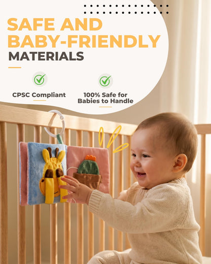 Toodly Soft Baby Book with Mirror - Crinkle Cloth Sensory Book, 0-18 Months