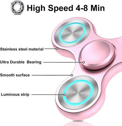 Fidget Spinners Toy, Metal Stainless Steel Bearing High Speed 4-8 Min Spins, EDC ADHD Stress