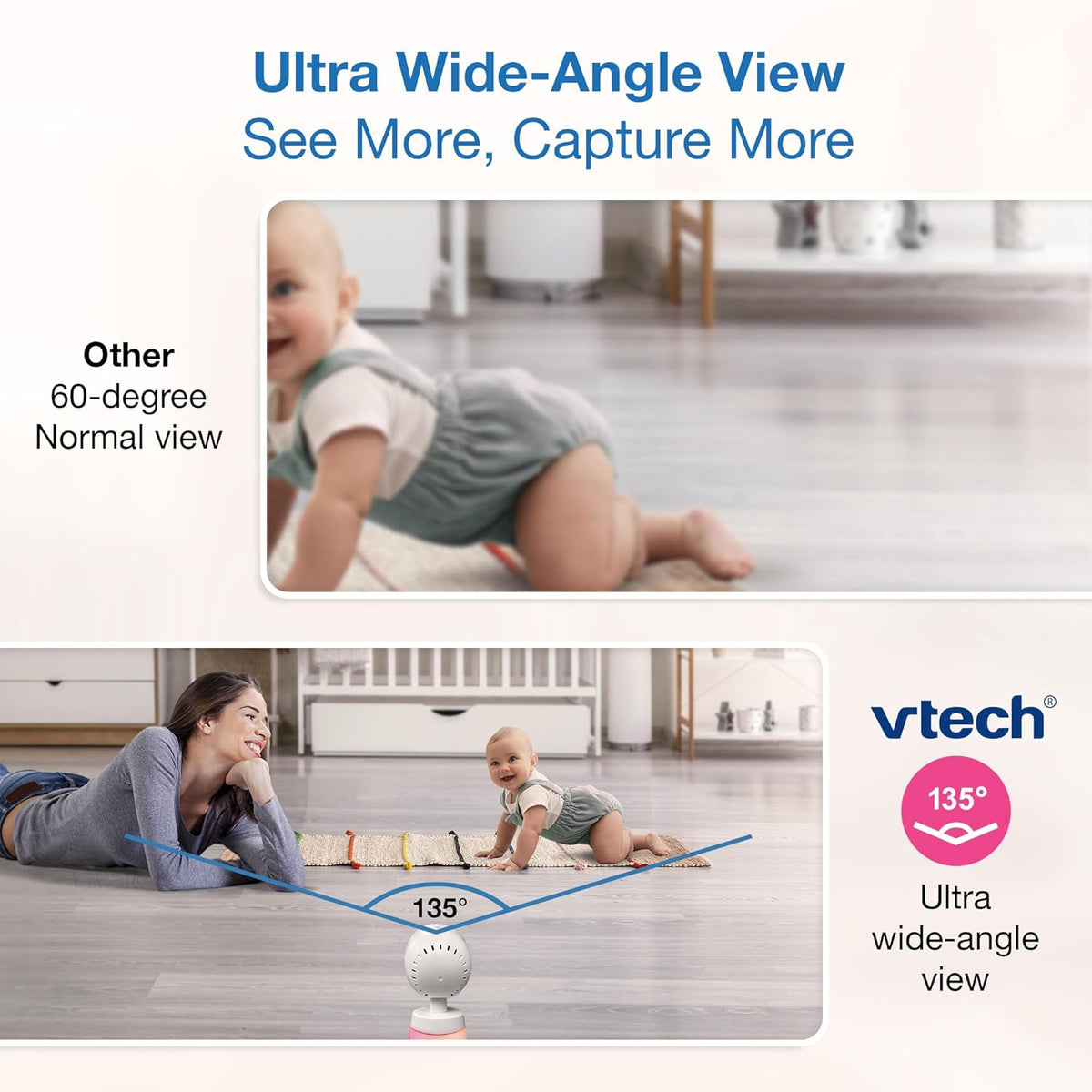 VTech 2-Cameras Smart WiFi Baby Monitor with 1080p FHD Video, Free App with Motion Video