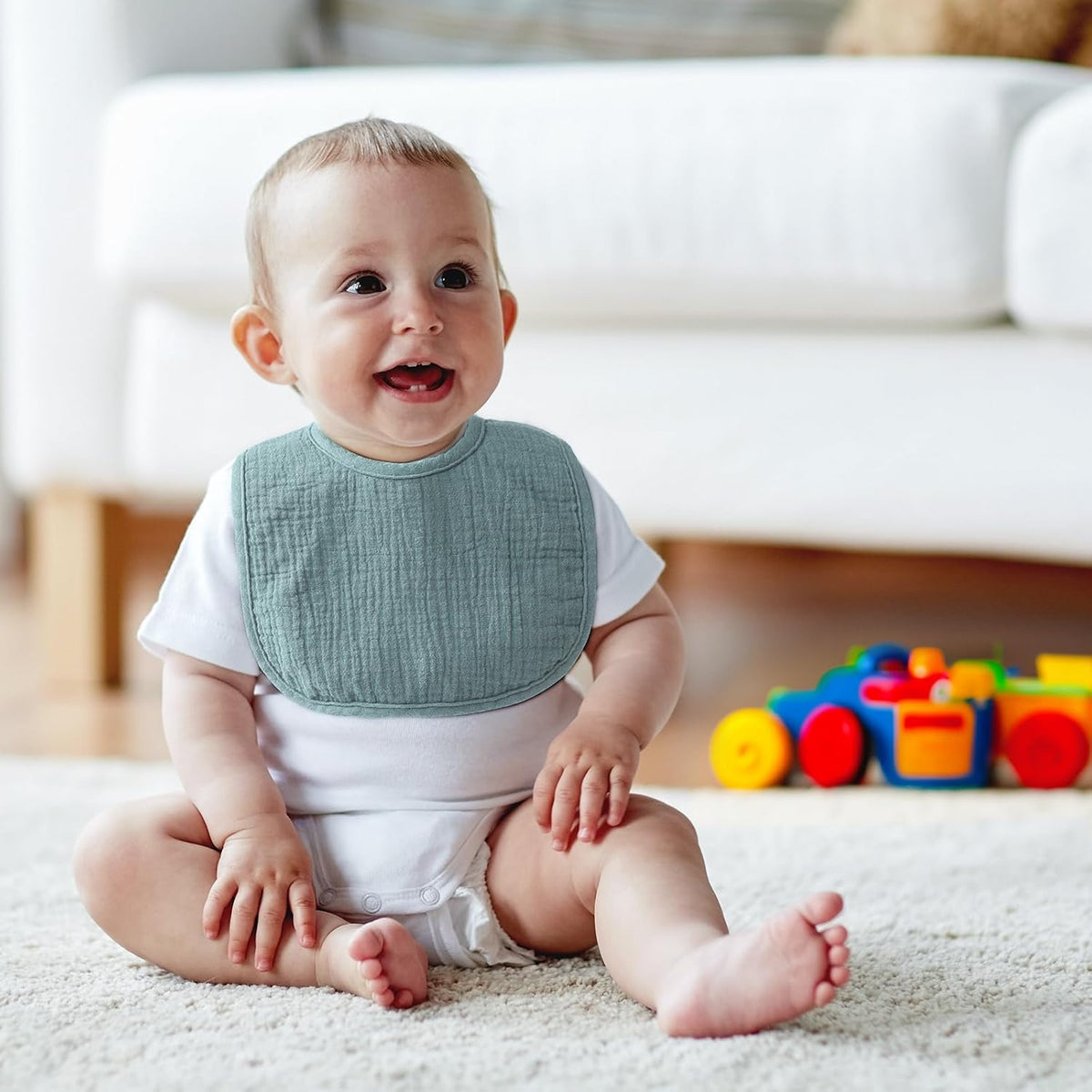 6-Pack Muslin Baby Bibs for Unisex Boys Girls, Cotton Baby Drool Bibs, Drooling and Teething Bibs