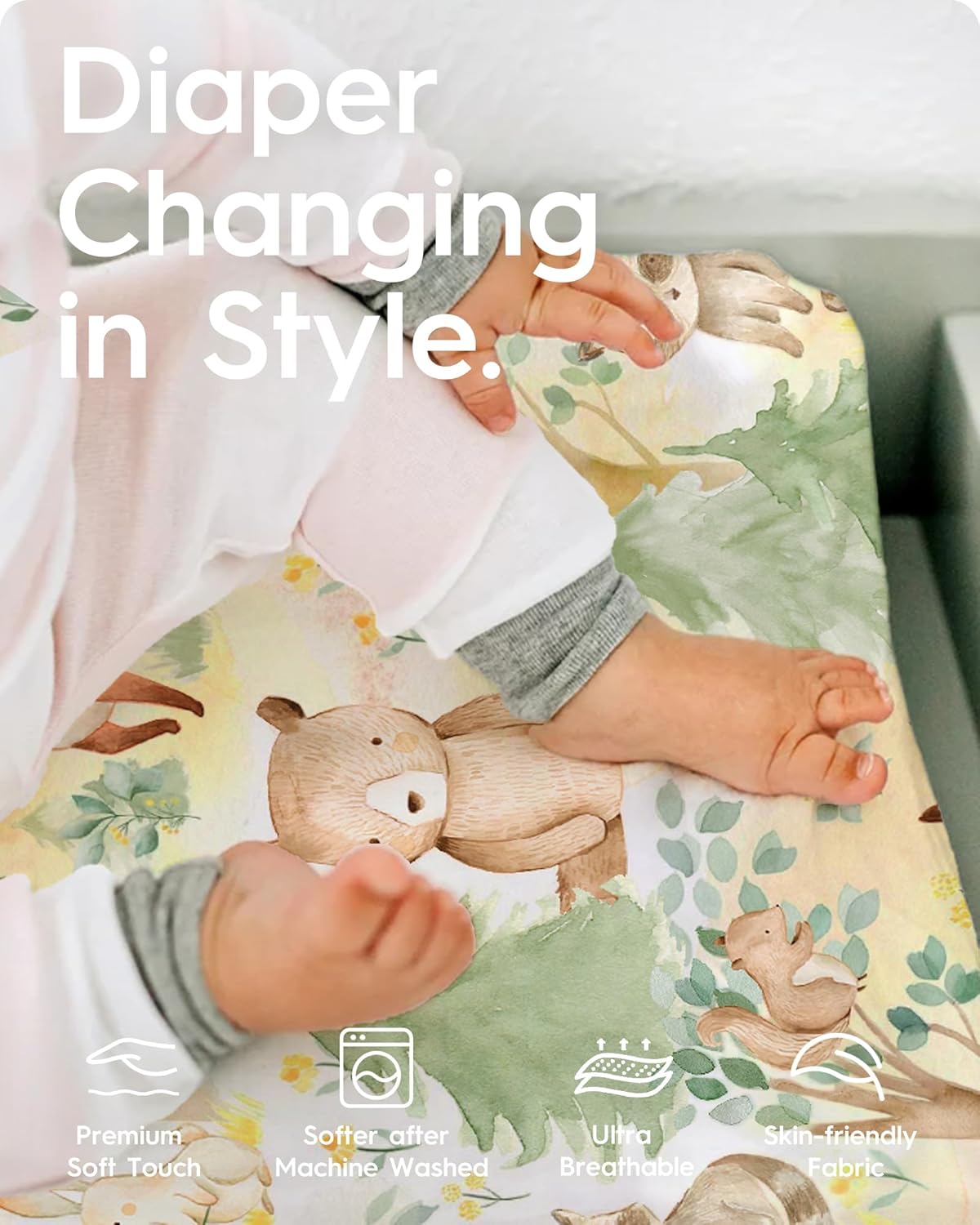 Changing Pad Cover for Girls Boys, TotBasic Premium Soft Changing Table Covers, Stretchy Jersey