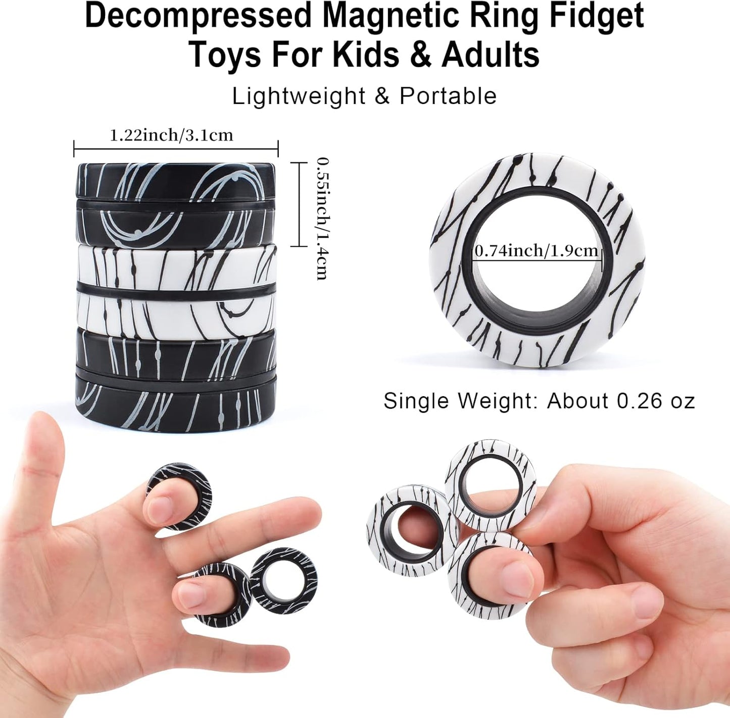 3Pcs Magnetic Rings Fidget Toys for Teens, Adults&Kids|Fidget Pack Under 10 Dollars|ADHD Fidget Toy