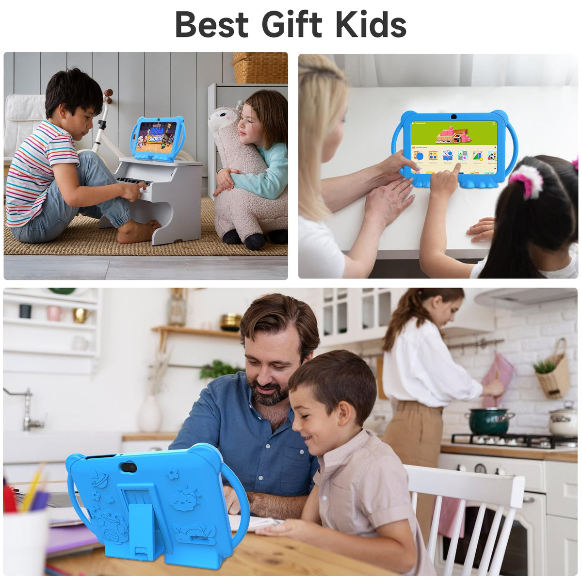 PEICHENG Kids Tablet 7 inch Android 12.0 for Toddler, 4GB RAM 32GB ROM Bluetooth IPS Screen