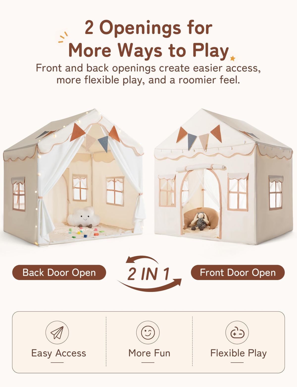 besrey 2-in-1 Kids Play Tent, Indoor Tent with Double Doors