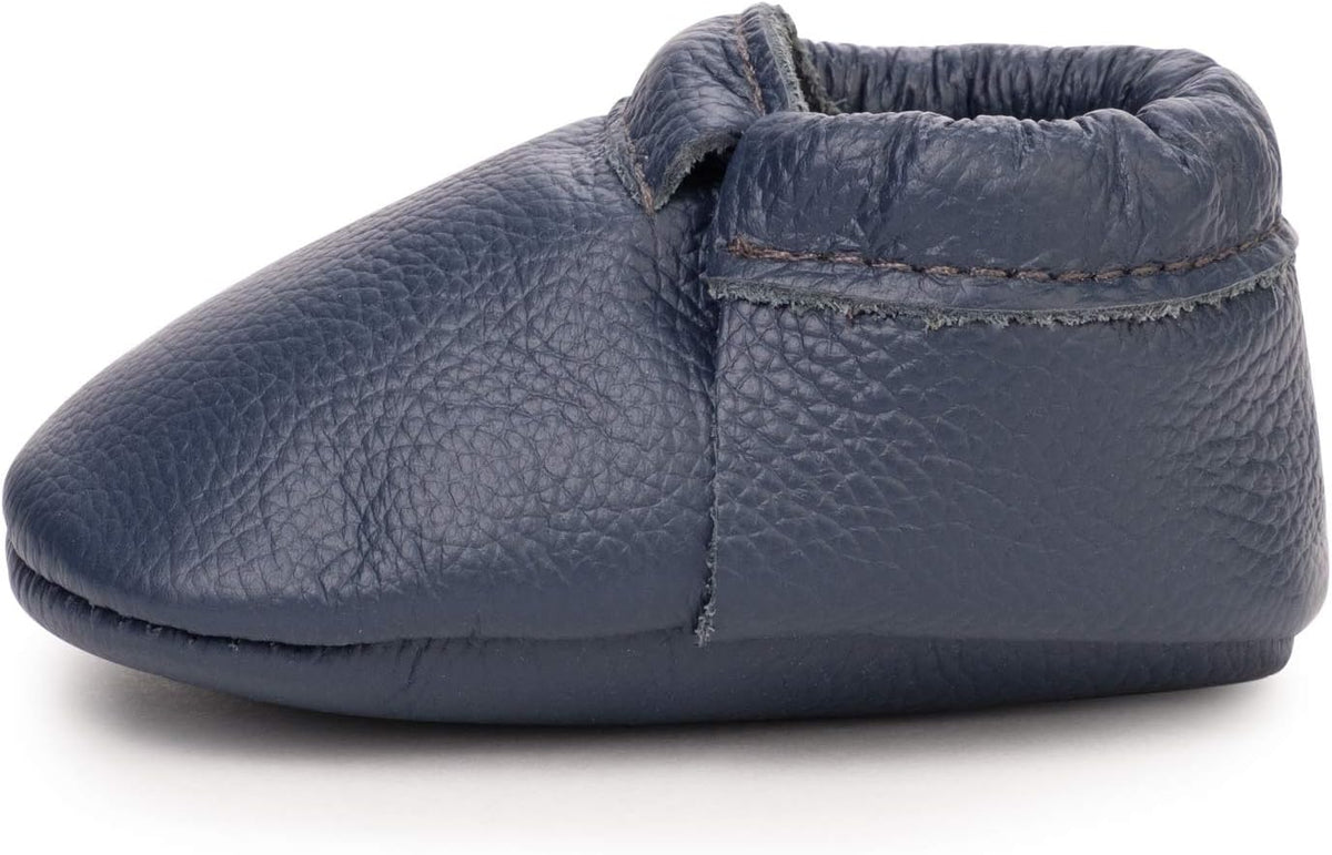 BirdRock Baby Fringeless Moccasins - Genuine Leather Boys and Girls Shoes for Newborns, Infants