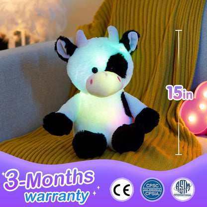 Glow Guards Light up Cow Stuffed Animal Adorable Glow Soft Farm Animal Plush Toy with LED Night