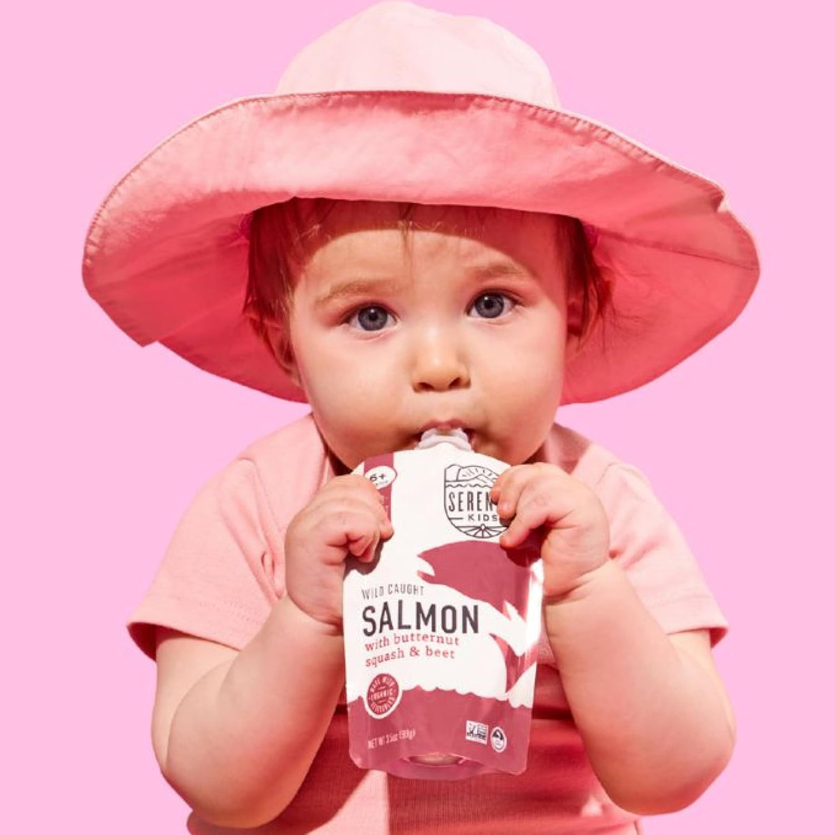 Serenity Kids 6+ Month Salmon Baby Food Pouches - Wild-Caught Salmon & Organic Butternut Squash &