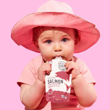 Serenity Kids 6+ Month Salmon Baby Food Pouches - Wild-Caught Salmon & Organic Butternut Squash &
