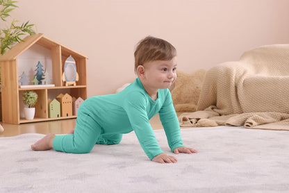 GUISBY Long Sleeve Cotton Pajamas Footless Baby Bodysuits with Zipper and Mittens 3-Pack for Boys