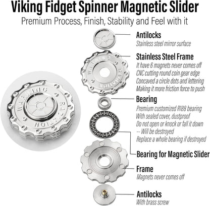 FREELOVE Metal Fidget Spinner Magnetic Slider, Spinning Haptic Clicker, Heavy Stainless Steel Spin
