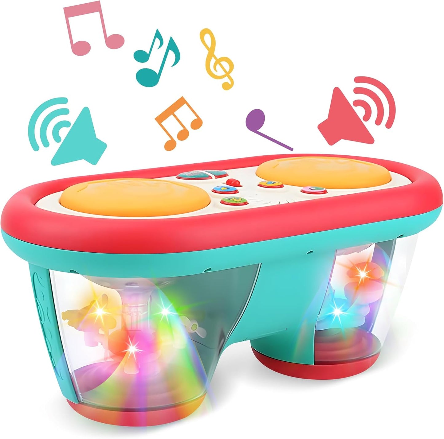 Baby Toys for 6 to 12 Months, Drum Musical Learning Infant Toys Rotating Light Up Toys for 12-18