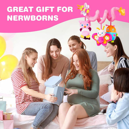 Jollybaby Baby Car Seat Stroller Toys, Plush Activity Hanging Spiral Activity Pram Crib with Music