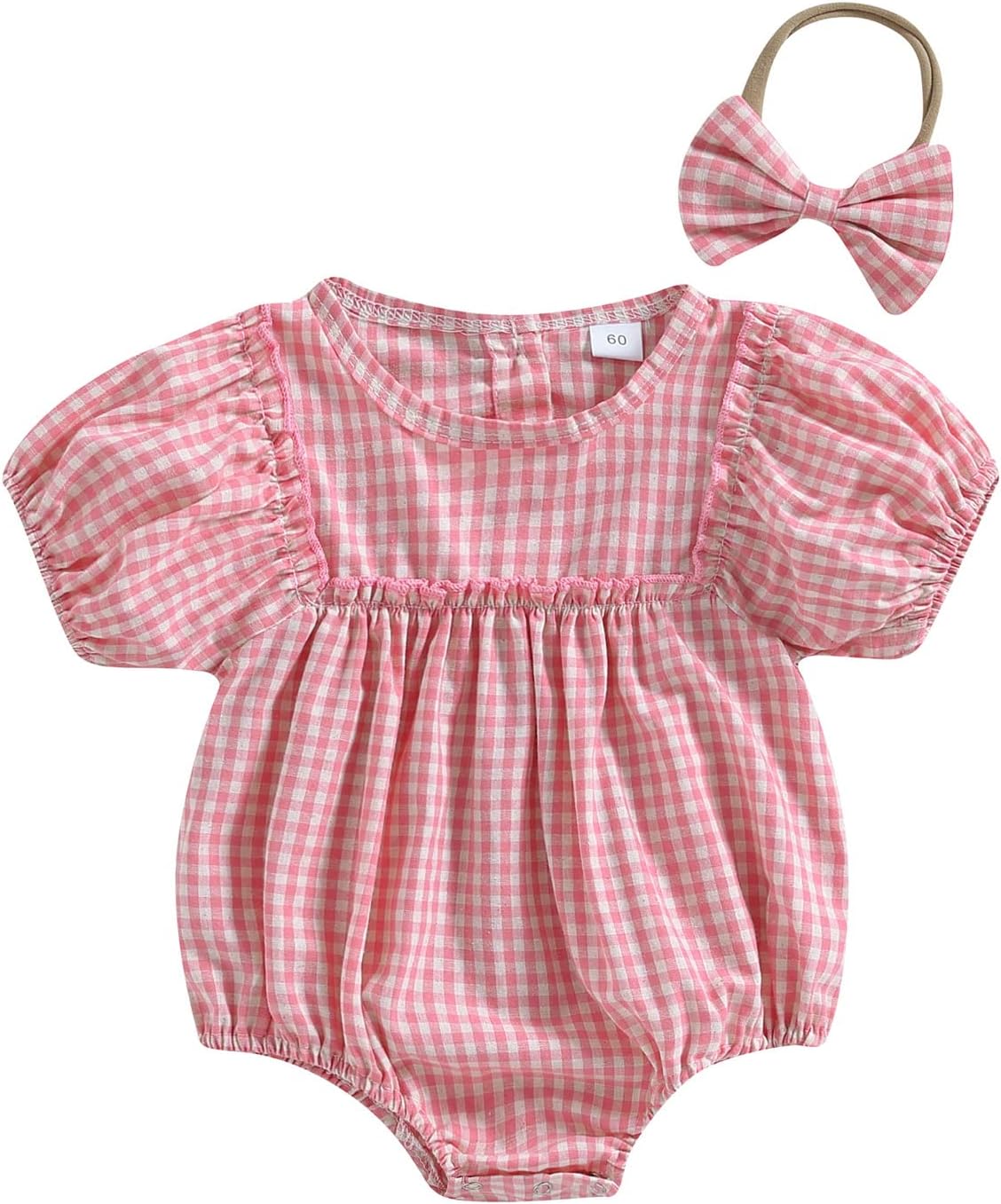 Douhoow Infant Baby Girl Plaid Romper Baby Sweatshirt Romper Ruffle Festival Clothes Fall Winter