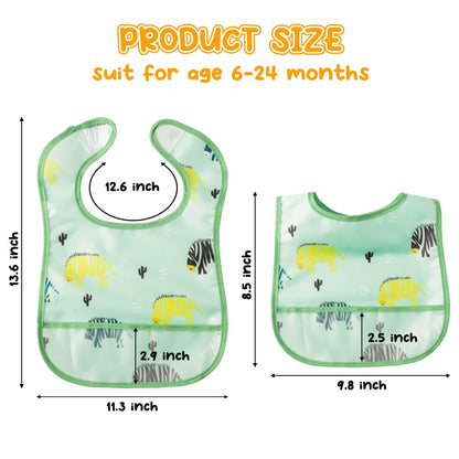 2ooya 6Pcs Waterproof Baby Bibs for Eating, Mess Proof Infant Feeding Bibs