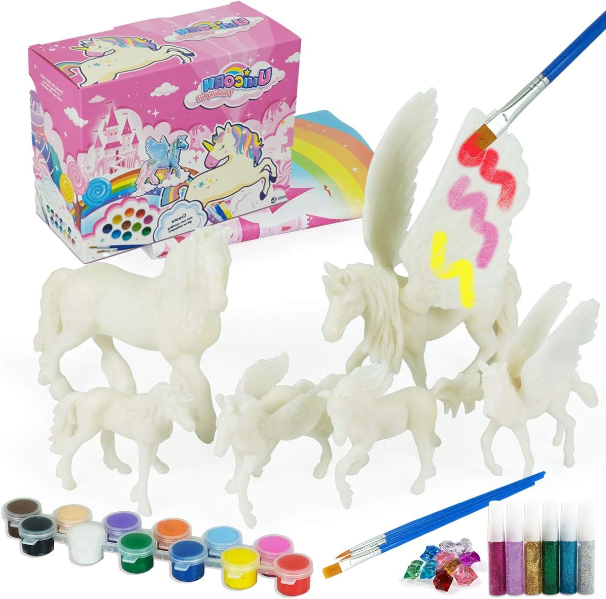 DIY Painting Unicorn Kit Arts and Crafts Set for Kids or Girls Decorate and Drawing 3D Toys for