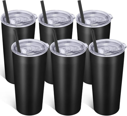 VEGOND 20oz Tumbler Bulk with Lid and Straw 6 Pack, Stainless Steel Vacuum Insulated Tumbler