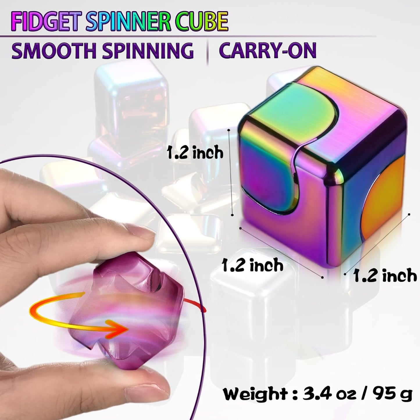Fidget Spinner Toys Cube Adults, Easter Basket Stuffers for Teens Metal EDC Cool Desk Gadgets