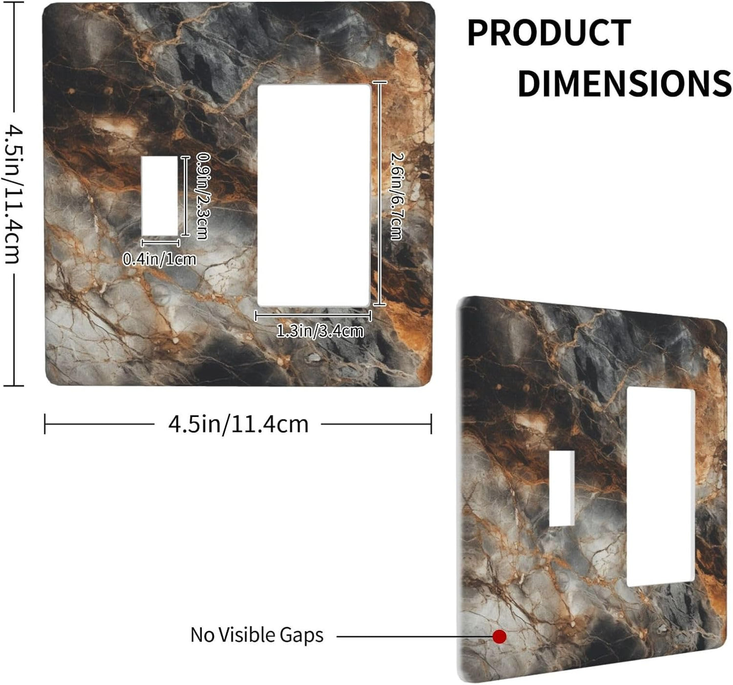 Brown Marble Granite Golden Lines Print Outlet Covers 1 Toggle 1 Rocker Combination Decorative Wall