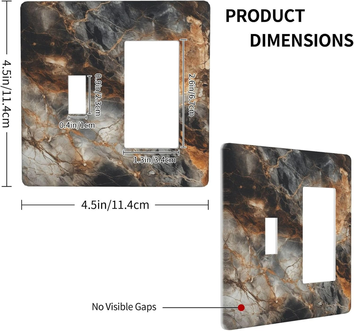 Brown Marble Granite Golden Lines Print Outlet Covers 1 Toggle 1 Rocker Combination Decorative Wall