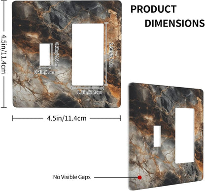 Brown Marble Granite Golden Lines Print Outlet Covers 1 Toggle 1 Rocker Combination Decorative Wall