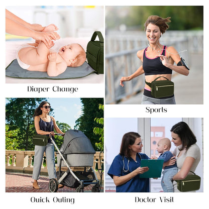 printe Small Diaper Bag with Portable Changing Pad, Crossbody Diaper Bag Pack with Wipes Pocket