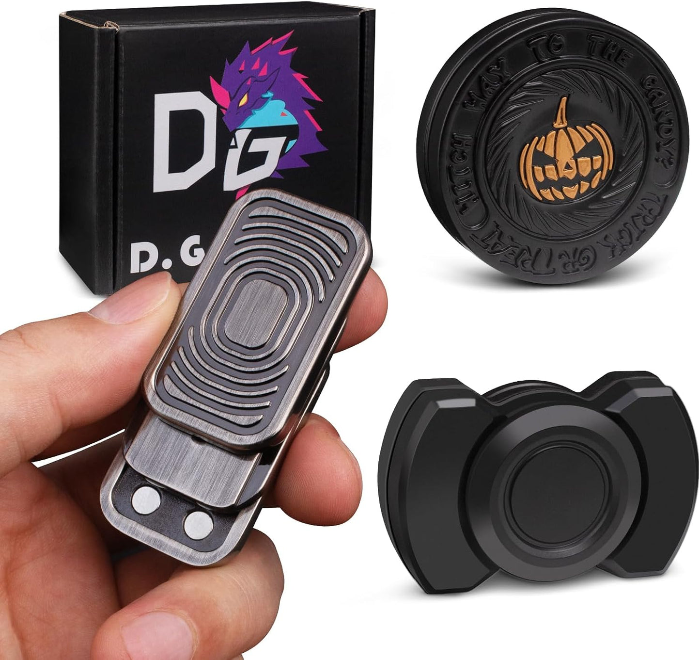 Fidget Toys Adults Pack, Metal Fidget Slider, Spinner and Haptic Coin, Decompression Metal EDC Cool