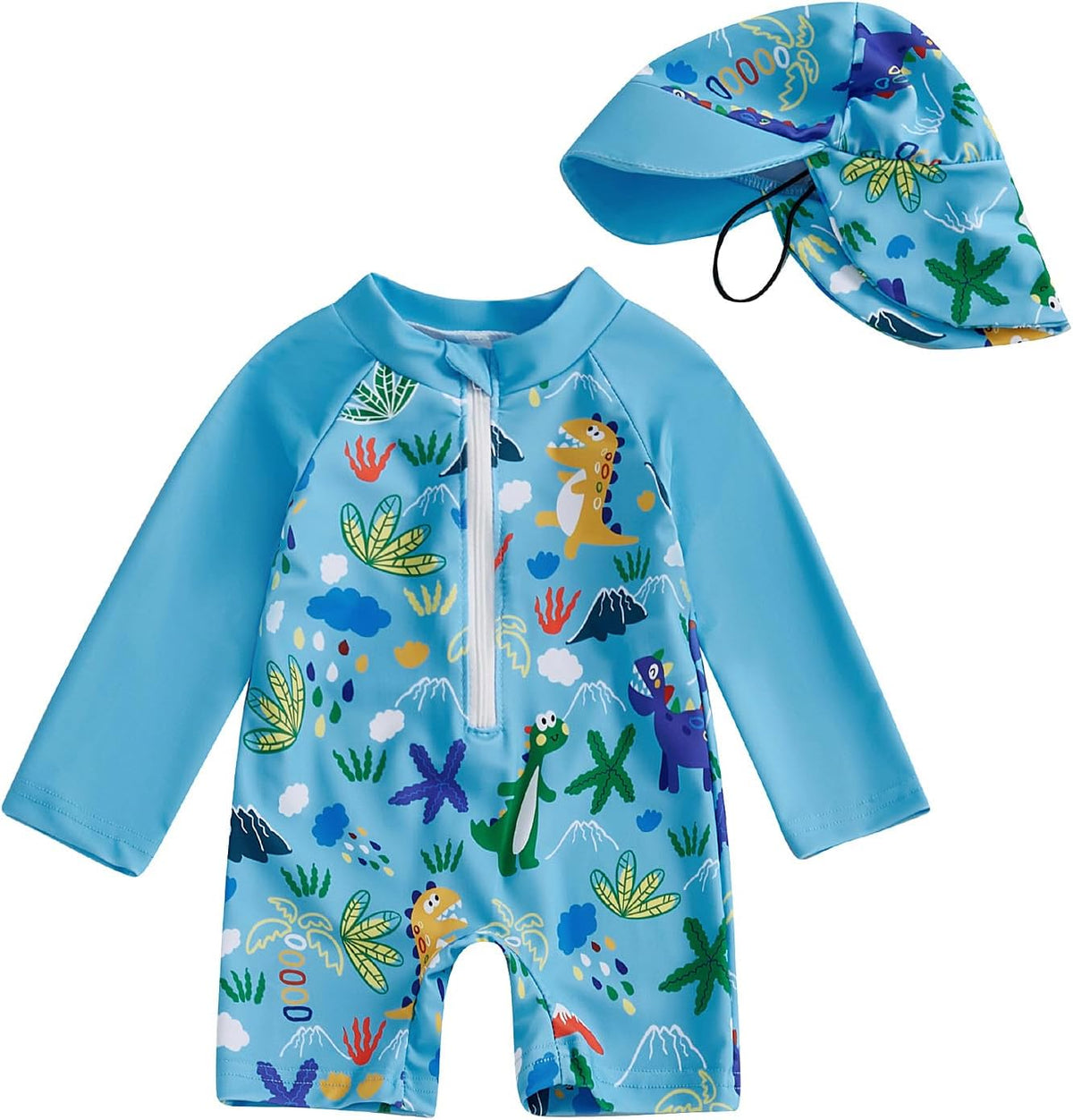 Hnyenmcko Baby/Toddler Boy Rash Guard Swimsuit Long Sleeve One Piece Zipper Swimwear Sunsuit Infant