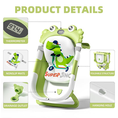 Collapsible Baby Bathtub for Newborns to Toddler with Real-time Temp Monitor & Floating