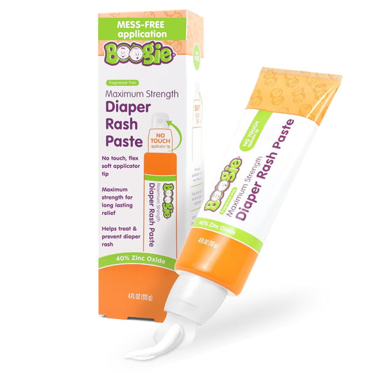 Boogie Diaper Rash Paste, Maximum Strength 40% Zinc Oxide, Mess-Free Applicator, Soothes Baby Bum