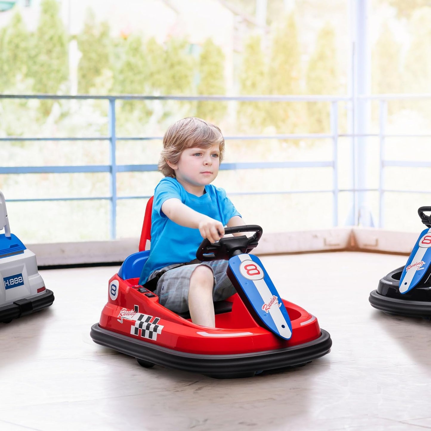 Aosom Toddler Bumper Car, 360° Rotation 6V Kids Electric Ride on Bumper Car with EVA Bumper Edges