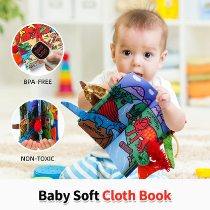 Jollybaby Baby Books 0-6 Months, Touch and Feel Crinkle Soft Cloth Books for Infants Babies