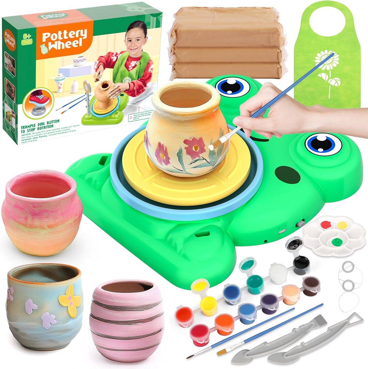 Pottery Wheel for Kids - Complete Pottery Painting Kit Arts and Crafts for Kids Ages 8-12 with 3