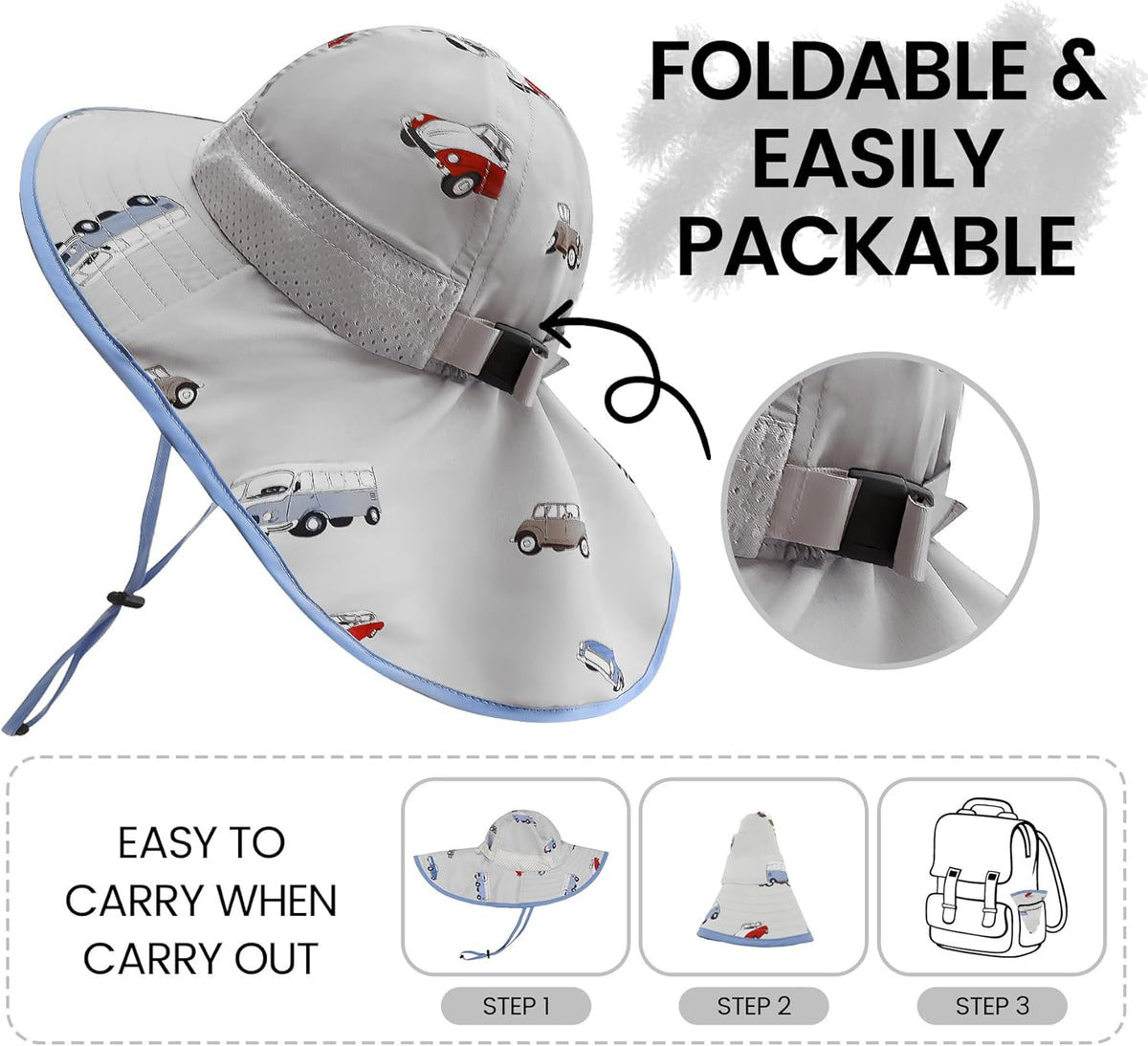Baby Sun Hat with Neck Flap for Sun Protection Toddler Beach Hat UPF 50+ Outdoors 0-6 Years Boys