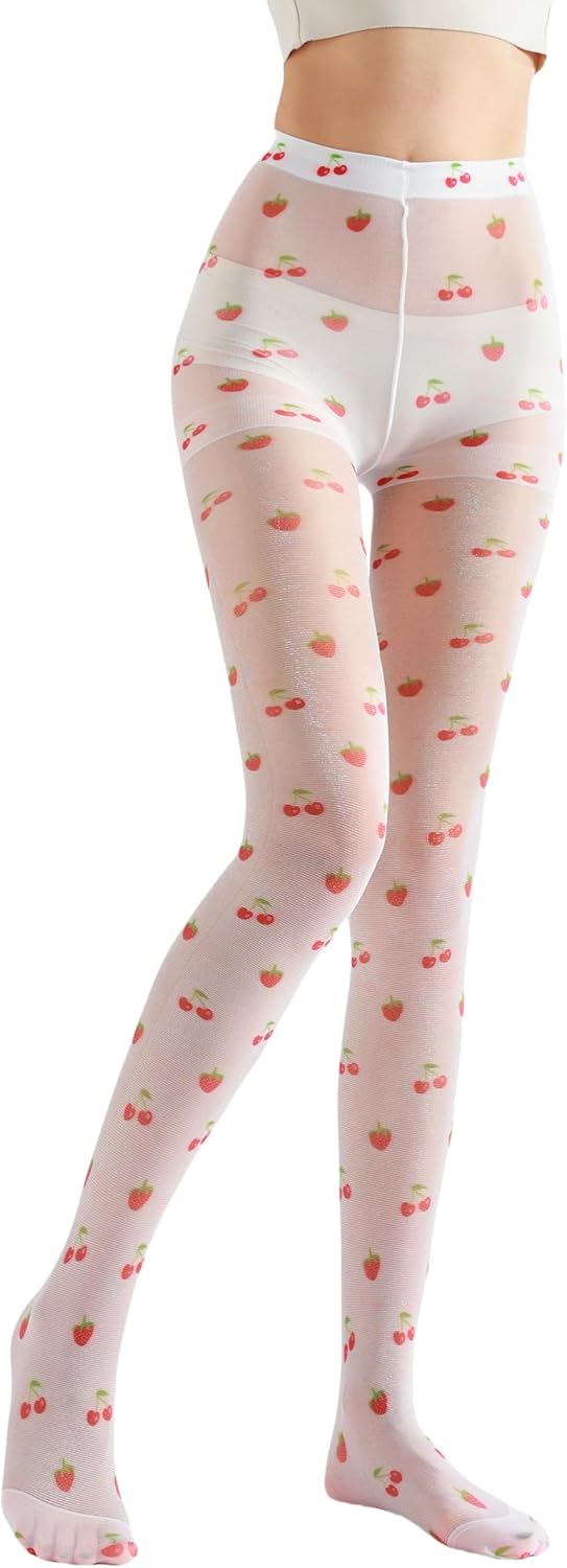 Sahabowi Women's Sheer Fashion Digital Print Fashions Stockings Metallic Silver Tights 1