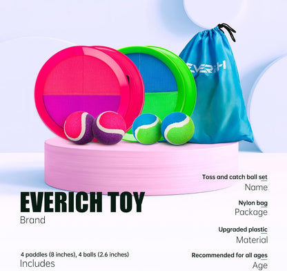 EVERICH Upgraded Toss and Catch Ball Game Set - Indoor and Outdoor Games for Kids 3-12, Beach Sand