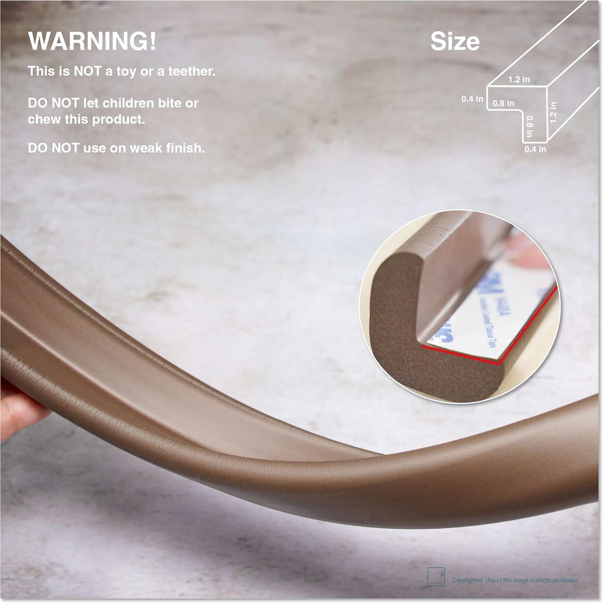 Roving Cove HeftyFit Edge Protector for Baby Proofing (6ft Large Edge Only), Heavy-Duty Soft Rubber