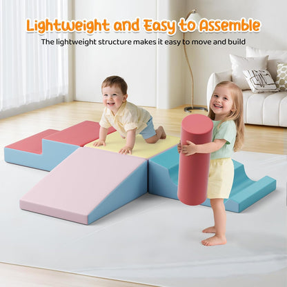 Lischwert Foam Climbing Blocks for Toddlers 1-3, 8pcs Soft Play Set with Crawling Exploration Toys