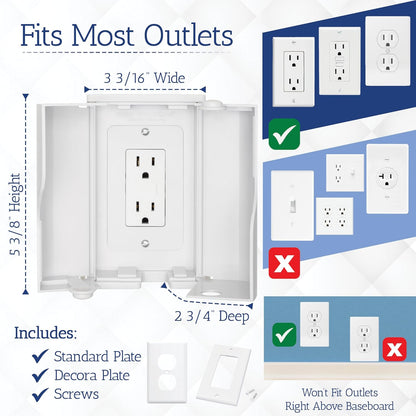 Safety Innovations Twin Door Baby Safety Outlet Cover Box for Babyproofing Outlets - More Interior