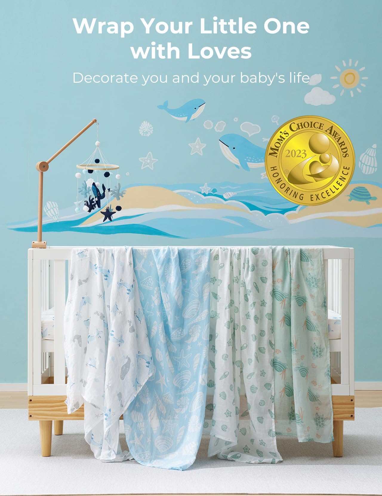 Momcozy Muslin Swaddle Blankets, 4-Pack, Large 47"x47", Breathable