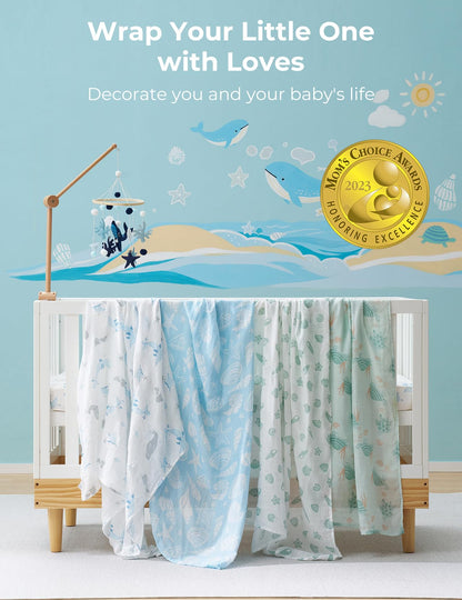 Momcozy Muslin Swaddle Blankets, 4-Pack, Large 47"x47", Breathable