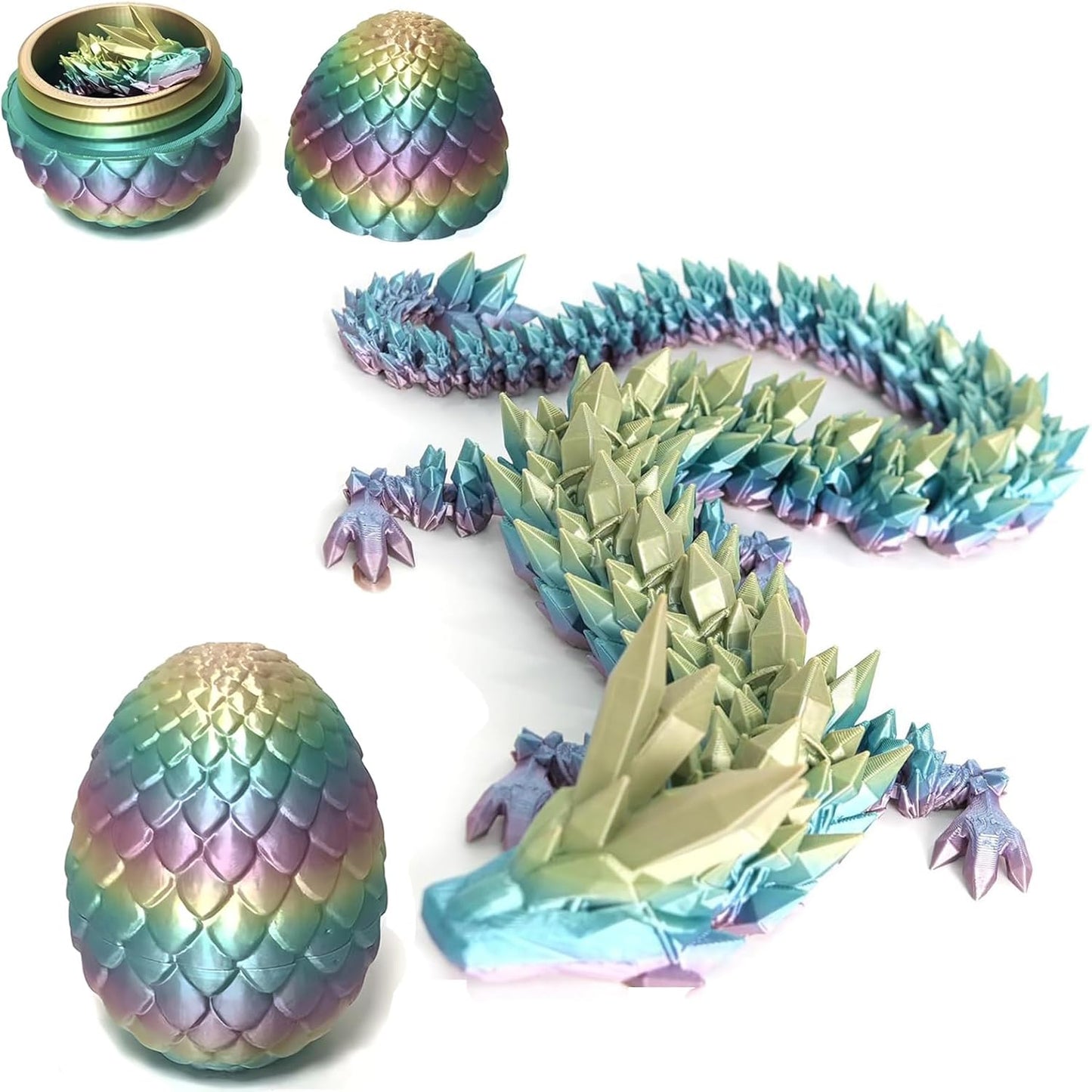 3D Printed Dragon Egg,Mystery Crystal Dragon Fidget Toys,Articulated Dragon,Home Desk Decor Easter