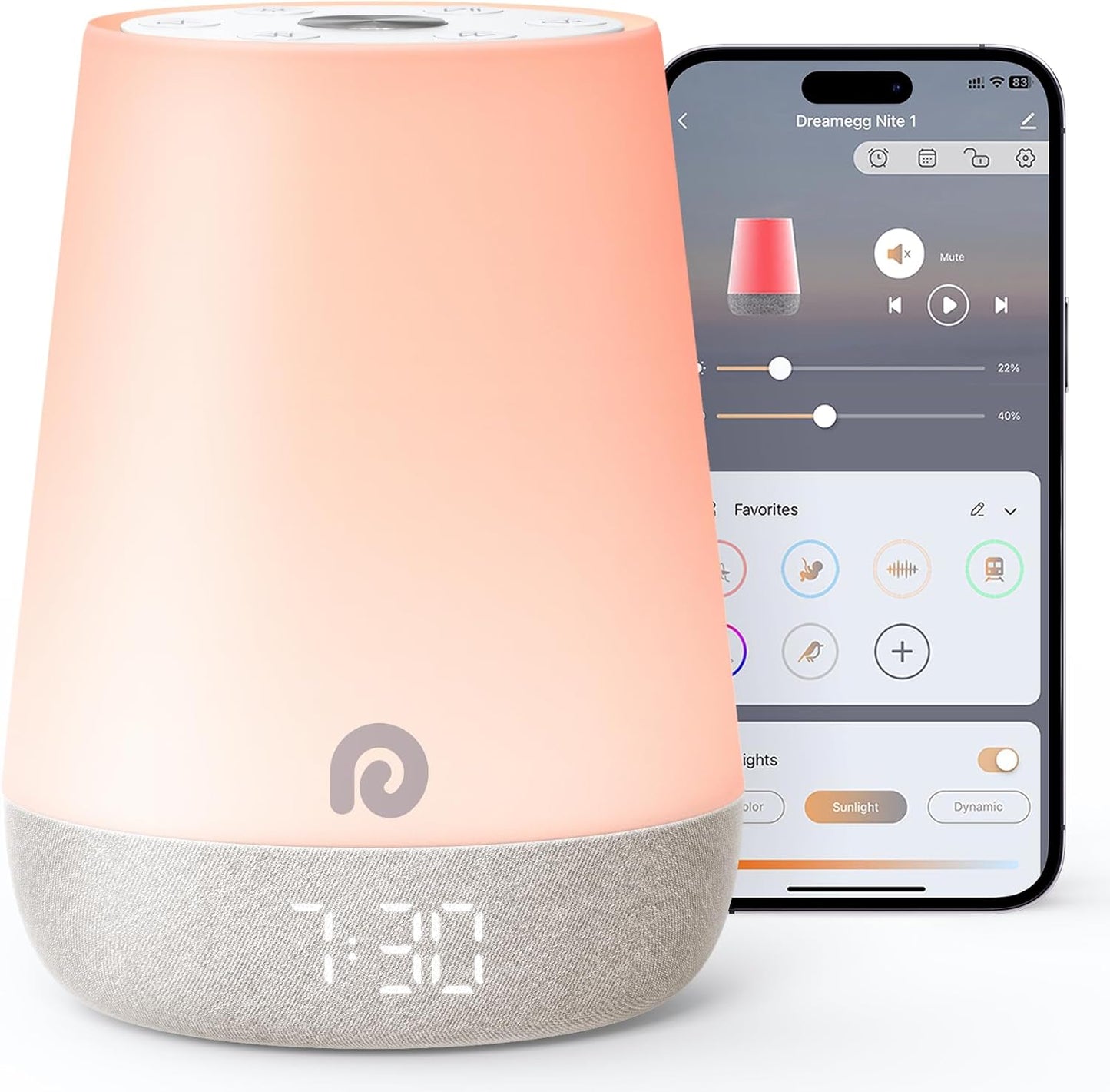 Dreamegg Sound Machine Baby - White Noise Sound Machine Baby With Night Light, Ok to Wake Alarm