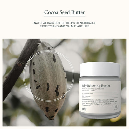 Baby Relieving Butter - Natural Cocoa Seed Butter with Colloidal Oatmeal Diaper Cream for Itchy, &
