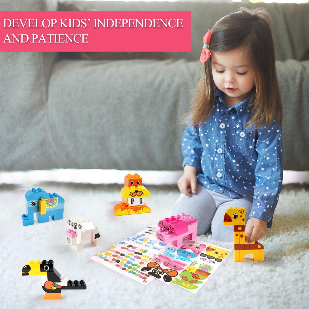 Animals Building Blocks Set, 122 Pieces Animal Building Toy Kit with Storage Box for Kids Ages 3 4