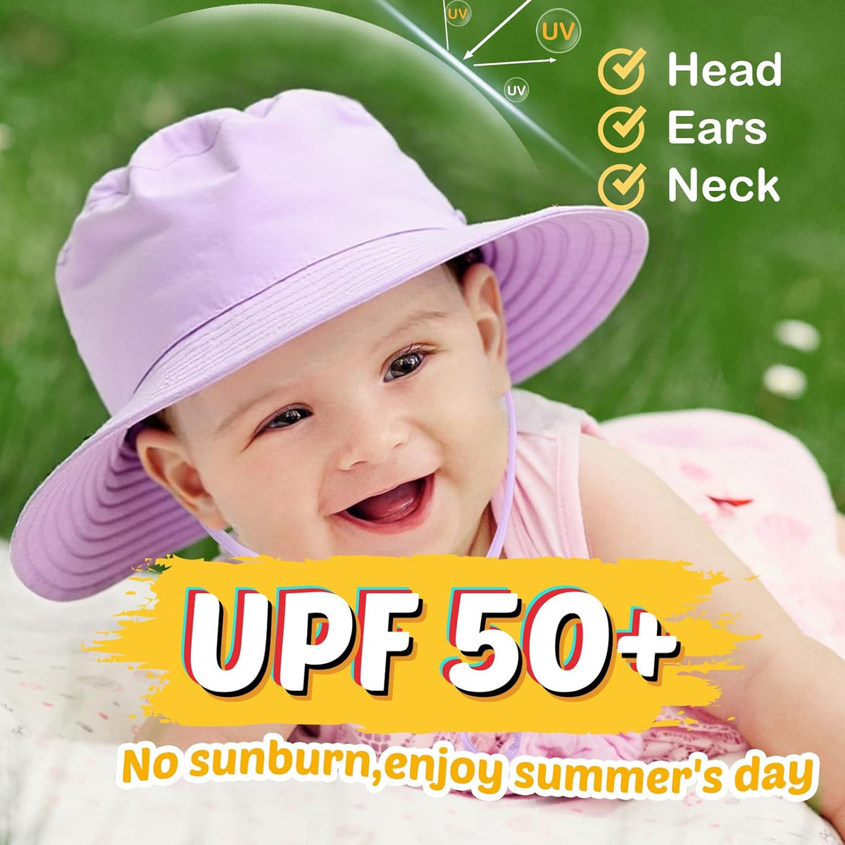 Baby Sun Hat Kids Summer UPF 50+ Toddler Bucket Hat Wide Brim Adjustable Beach Hats for Boys Girls